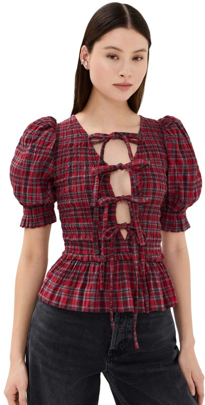 Damson Madder Bluebelle Blouse Red Check