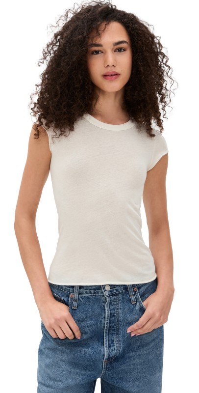 Cotton Citizen Marbella Cap Sleeve Tee Bone