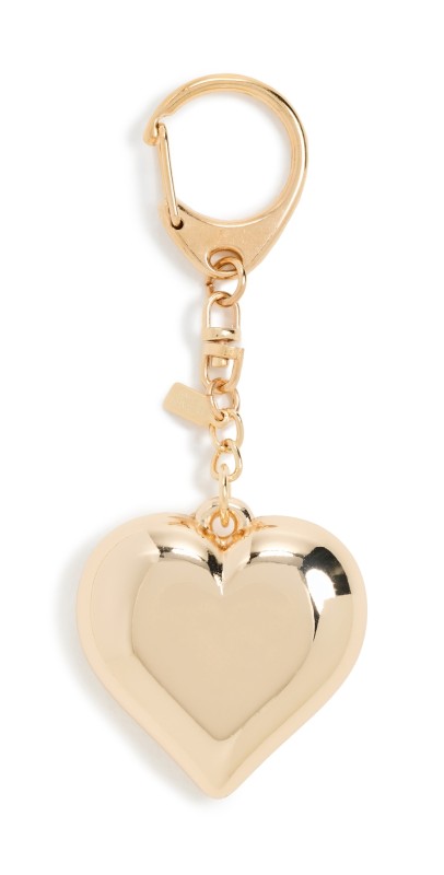 Kenneth Jay Lane Gold Puffed Heart Charm Keychain Gold