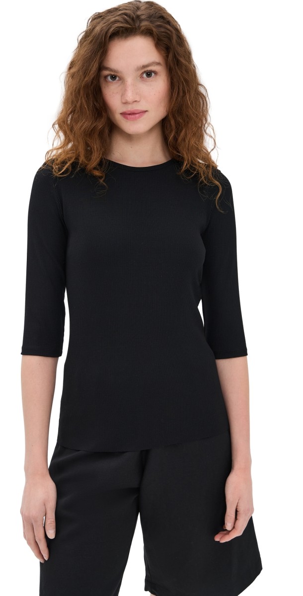 Vince Elbow Sleeve Crew Tee Black