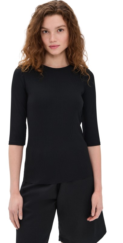 Vince Elbow Sleeve Crew Tee Black