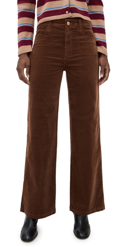 PAIGE Anessa 31 Corduroy Pants with Stitch Utility Pockets Maple Brown