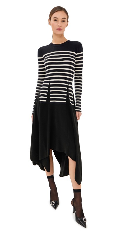 Monse Trompe L'oeil Dart Knitted Dress Navy