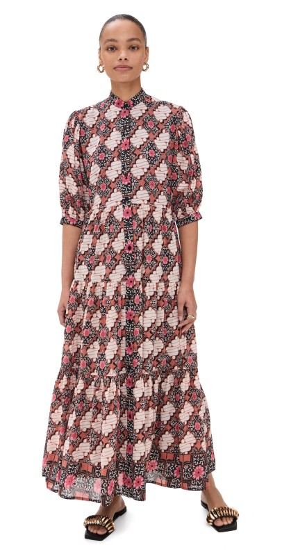 Bell Catlyn Maxi Dress Black Pink Print