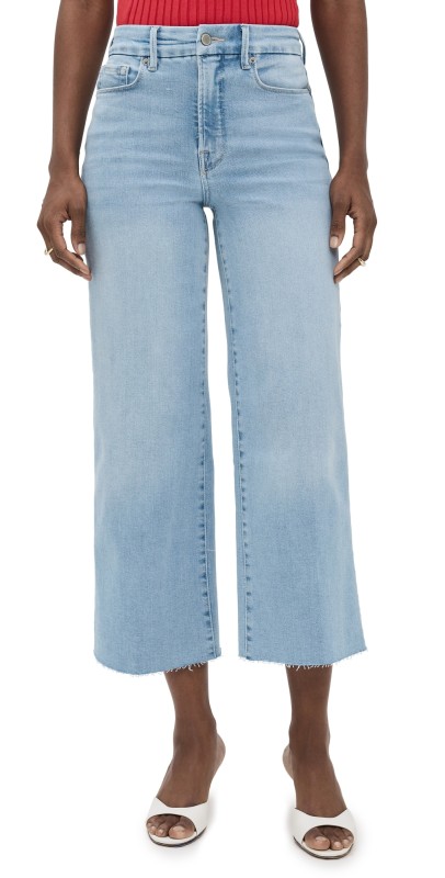Good American Good Waist Cropped Palazzo Light Compression Jeans Indigo862