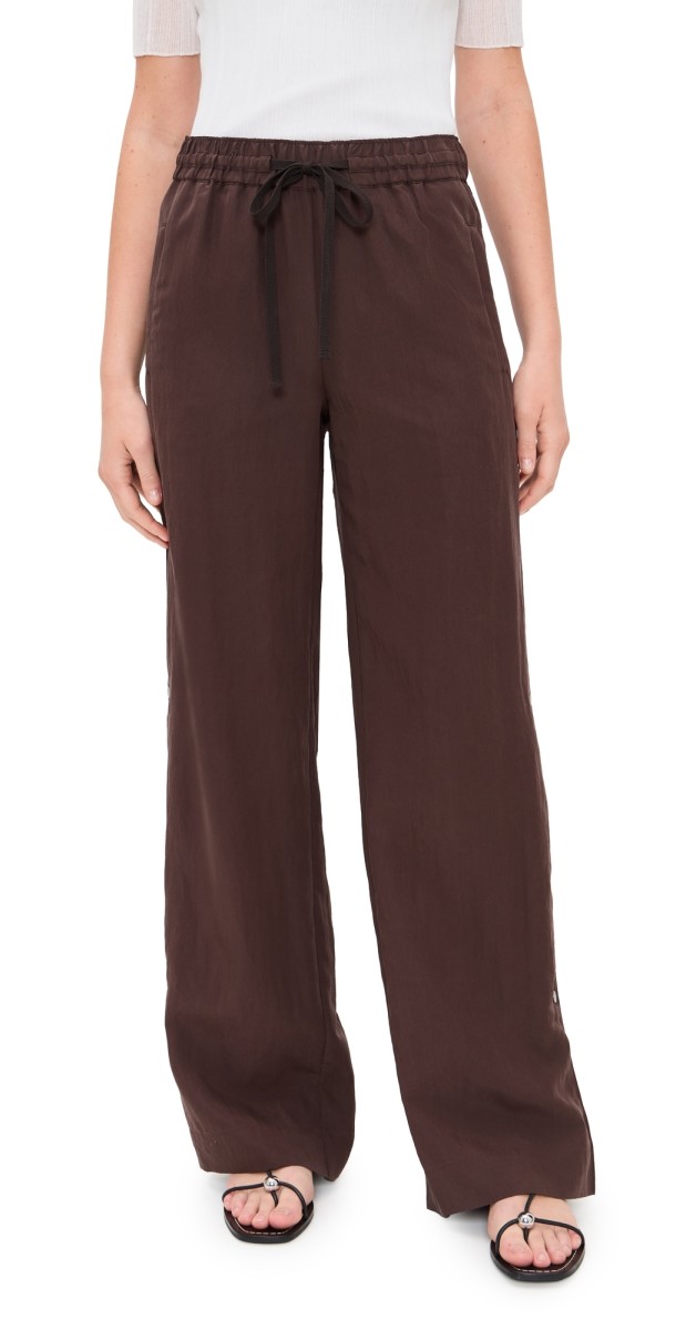 Vince Mid Rise Side Snap Pull On Pants Dk Coffee