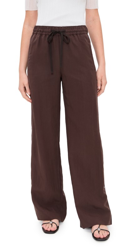 Vince Mid Rise Side Snap Pull On Pants Dk Coffee