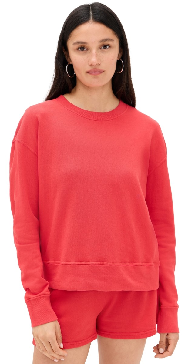 perfectwhitetee Tyler French Terry Pullover Sweatshirt Poppy Red