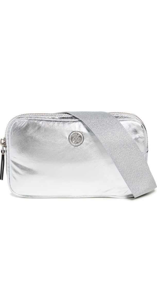 Tory Burch Virginia Metallic Belt Bag Silver