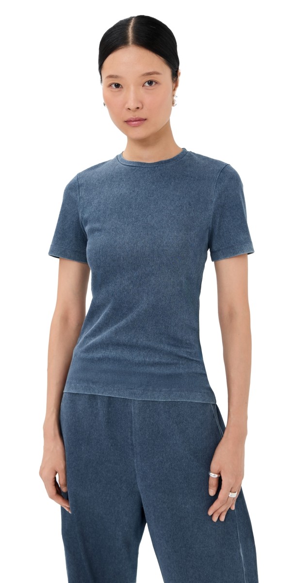 Tibi Stretch Denim Baby Tee Classic Wash