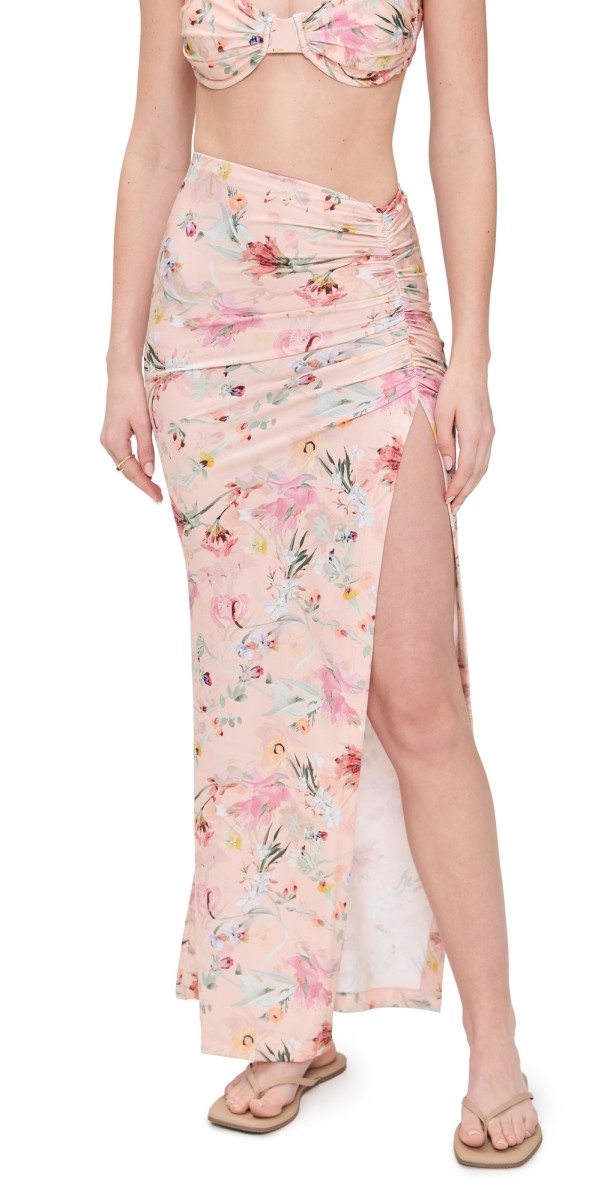 PatBO Lily Flower Beach Skirt Orange