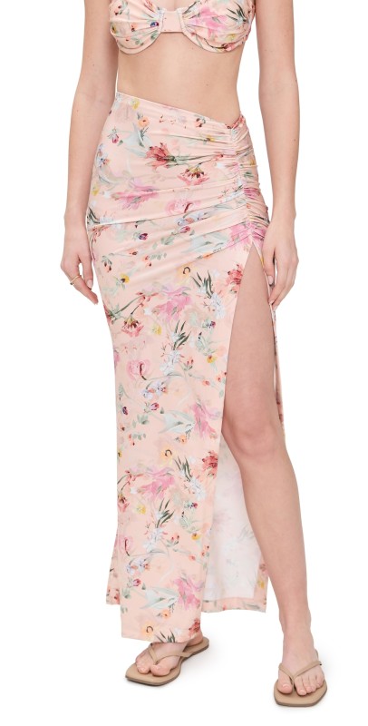 PatBO Lily Flower Beach Skirt Orange
