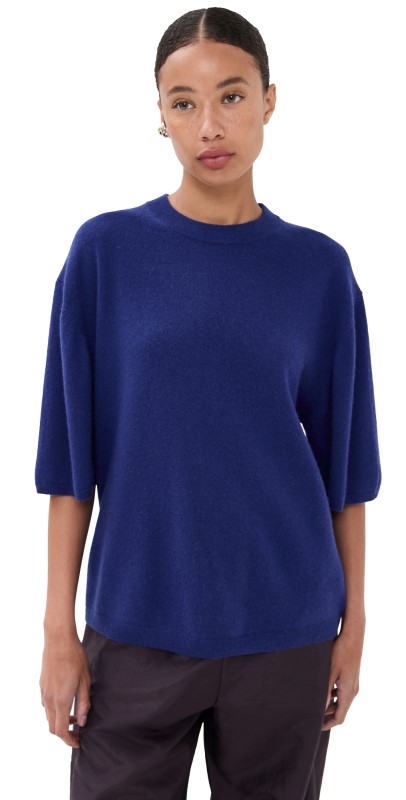 Tibi Washable Cashmere Oversized Easy Tee Ink Blue