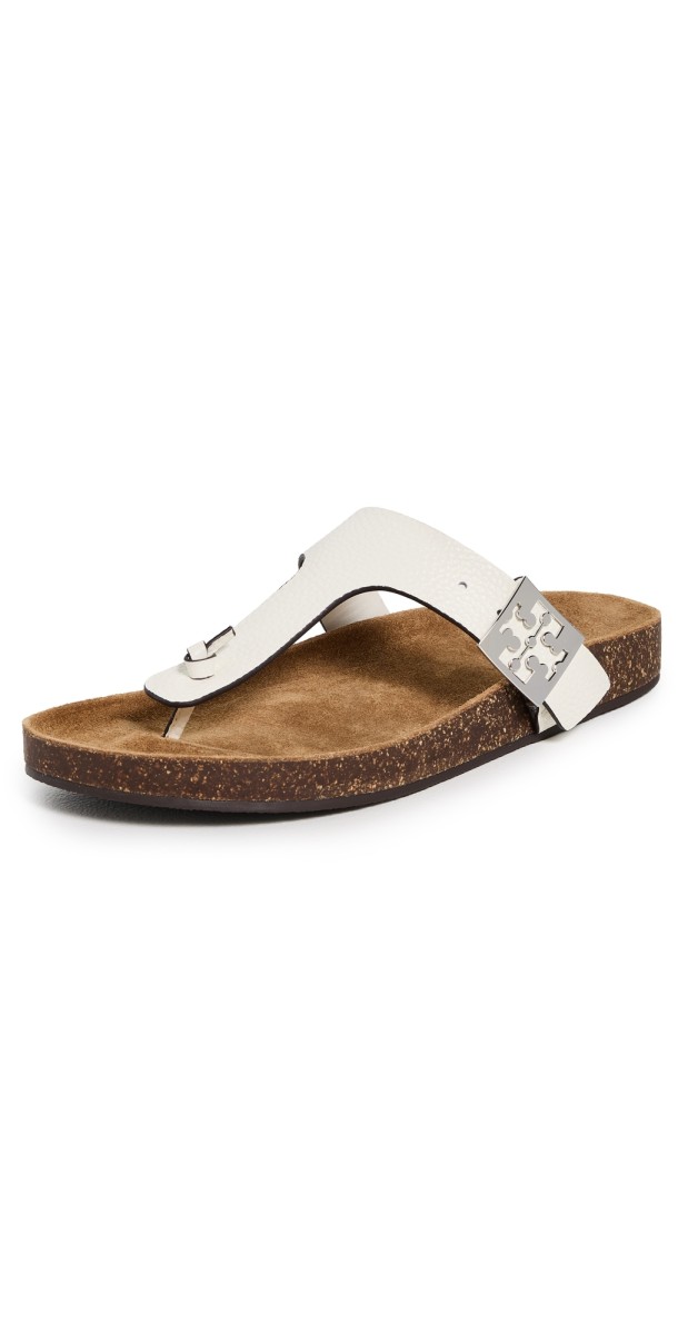Tory Burch Mellow Thong Sandals Blanc/Light Oak