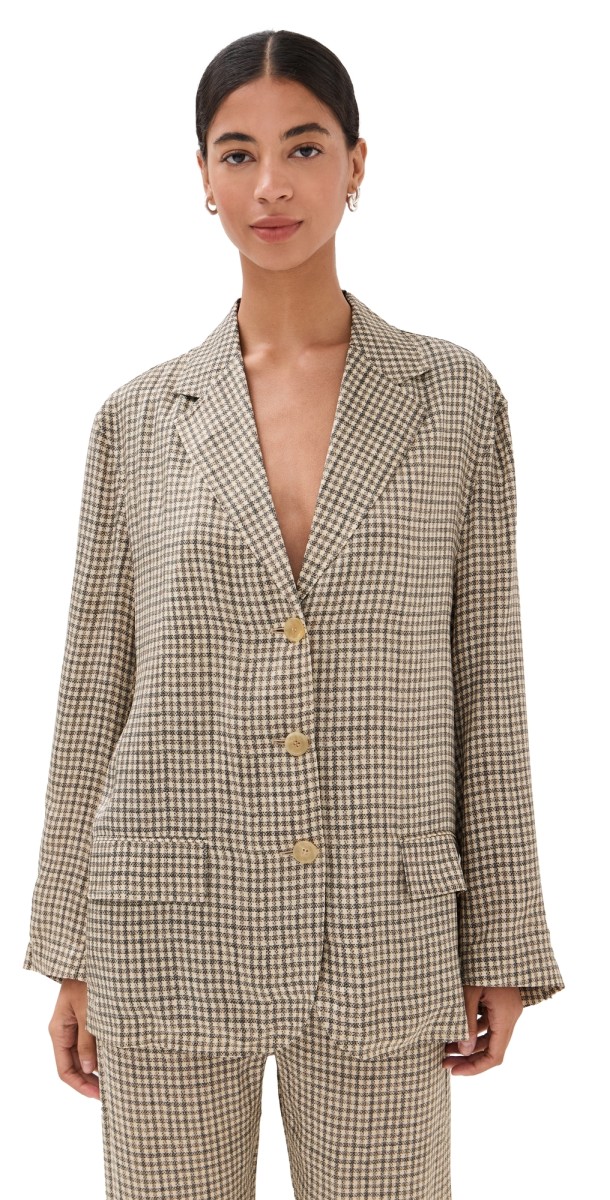 Acne Studios Check Fluid Blazer Beige