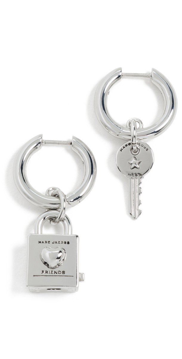 Marc Jacobs Friendship Padlock Earrings Light Antique Silver