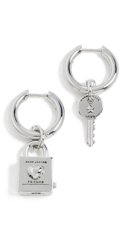 Marc Jacobs Friendship Padlock Earrings Light Antique Silver