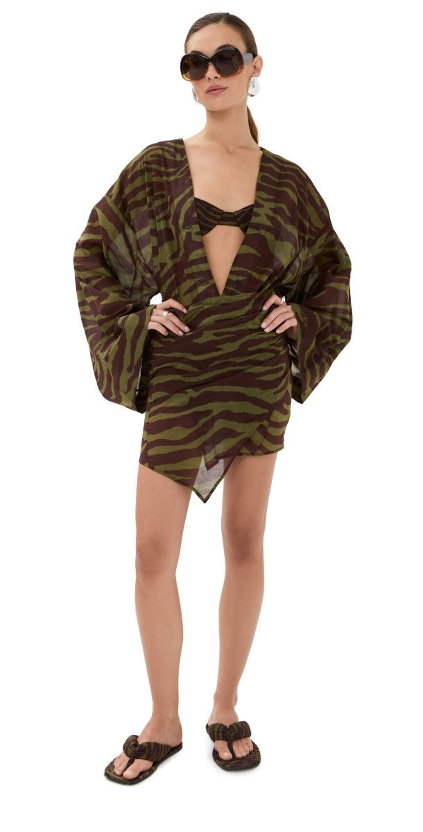 The Attico Mini Dress Dark Green/Dark Brown