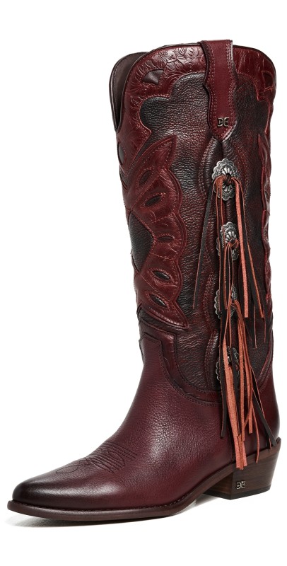 Sam Edelman Rhett Western Fringe Boots French Merlot/French Burgundy