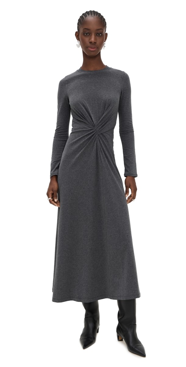 Apiece Apart Volta Long Sleeve Dress Heathered Charcoal