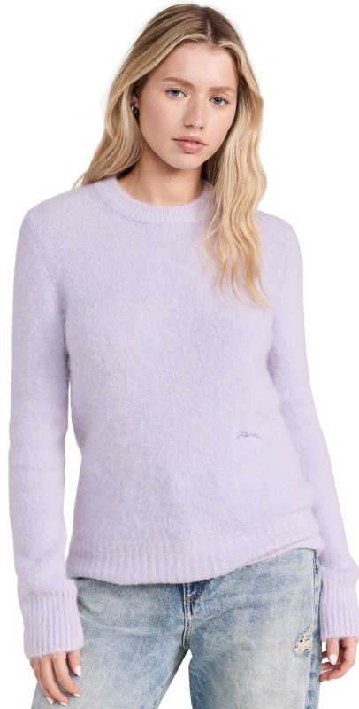 GANNI Brushed Alpaca O Neck Sweater Lavender Blue