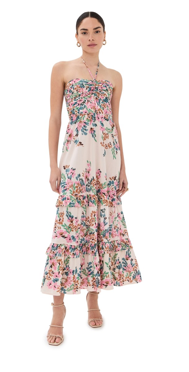 Figue June Dress Confetti Floral Biscotti Beige