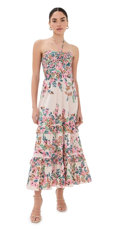 Figue June Dress Confetti Floral Biscotti Beige