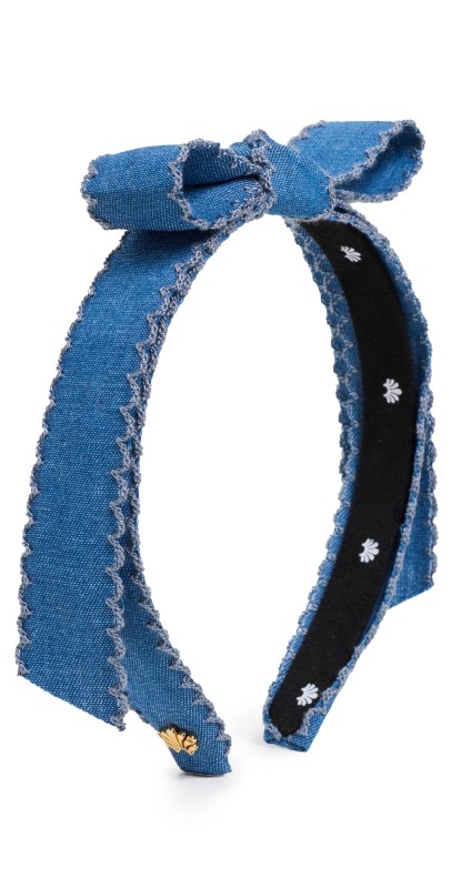 Lele Sadoughi Bardot Scalloped Edge Headband Denim