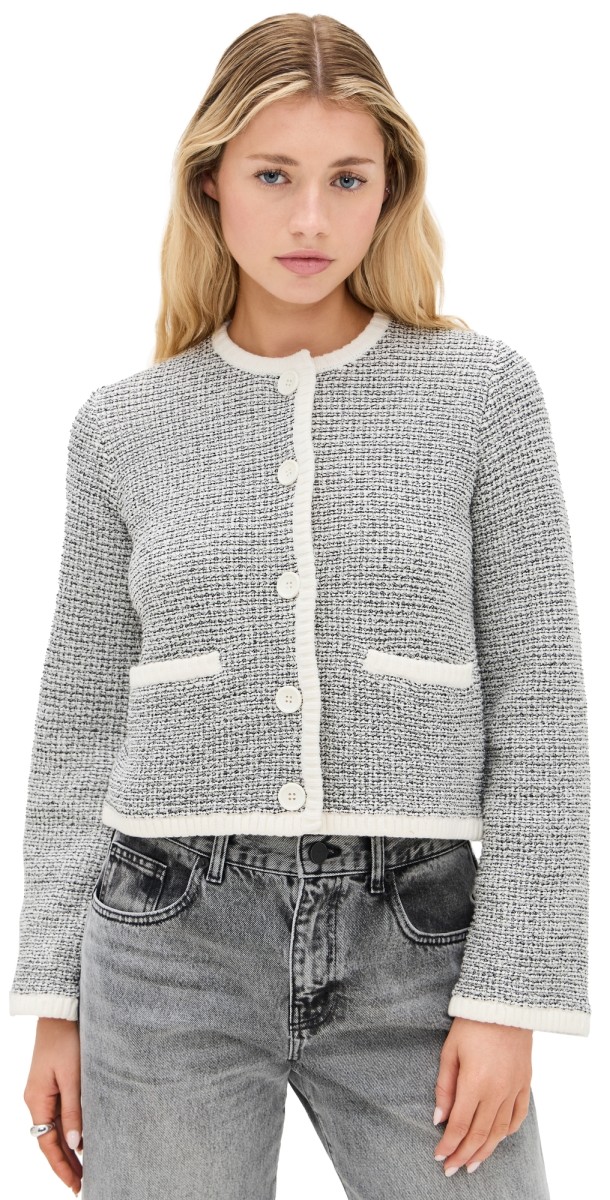 La Ligne Boucle Cardigan Jacket Cream/Black