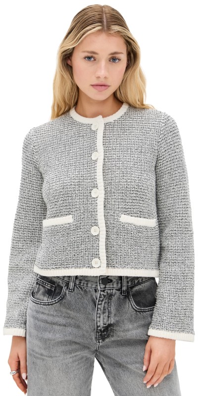 La Ligne Boucle Cardigan Jacket Cream/Black