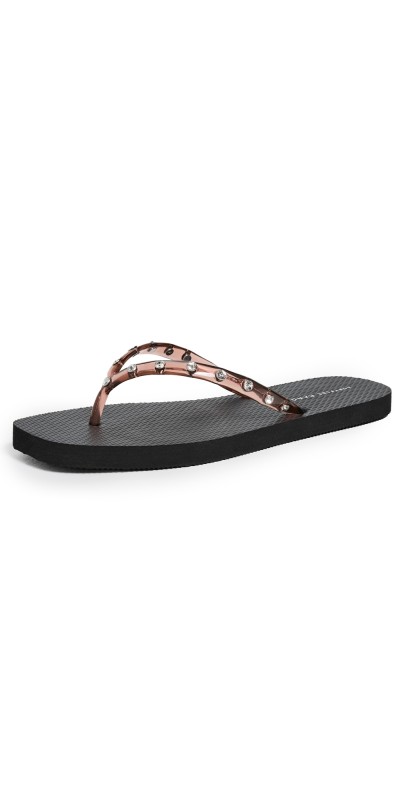 Loeffler Randall Taryn Crystal Jelly Flip Flops Brown/Black