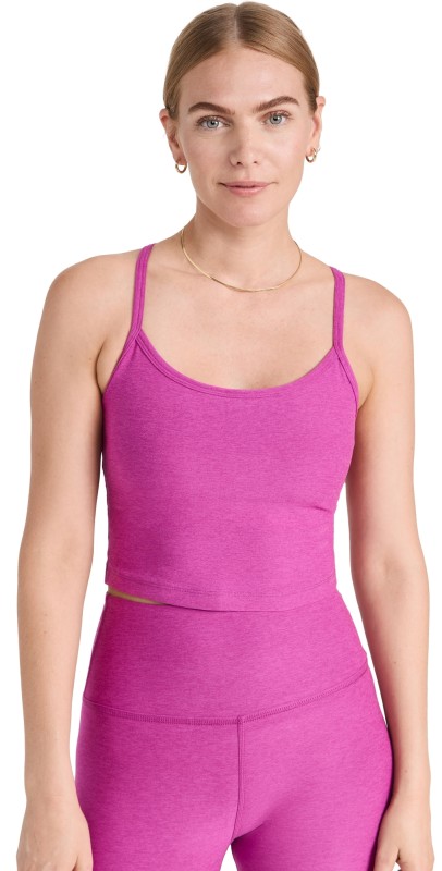 Beyond Yoga Spacedye Slim Racerback Cropped Tank Magenta Heather