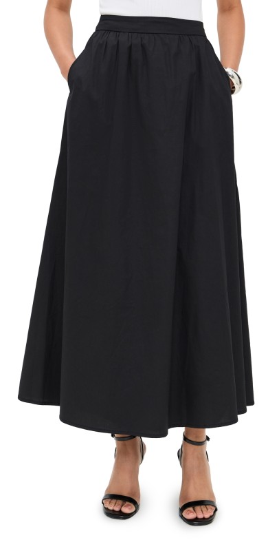 Runaway the Label Zima Flowy A-Line Midi Skirt Black