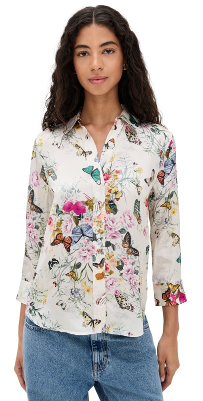 L'AGENCE Dani 3/4 Sleeve Blouse CHARONDA BUTTERFLY
