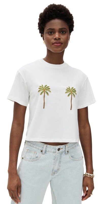 Never Fully Dressed Embroidered Palm T-Shirt White