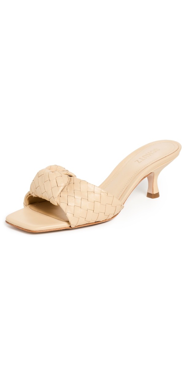 Schutz Kareena Knot Mules Natural Nibs