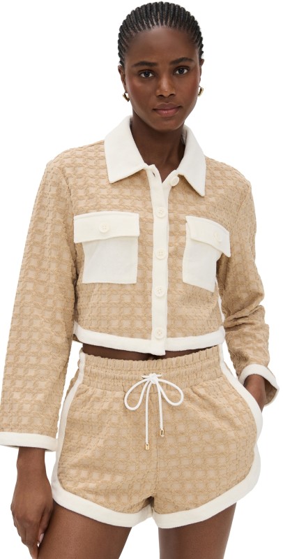 Veronica Beard Jean Zariah Cardigan Stone Khaki