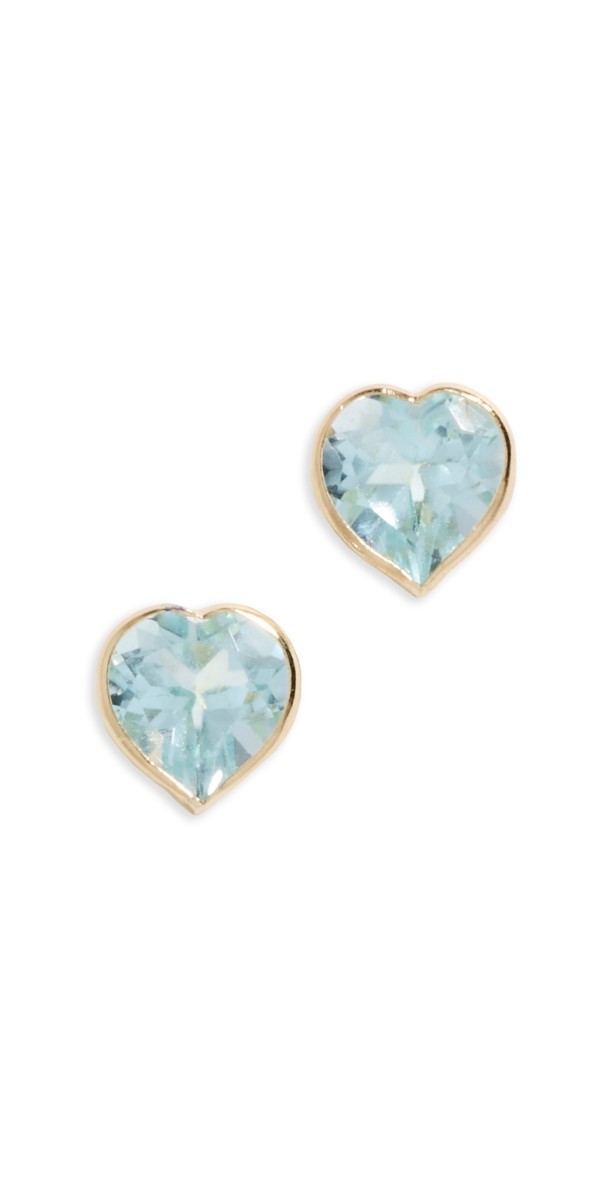 JIA JIA 14k Blue Topaz Heart Stud Earrings Blu