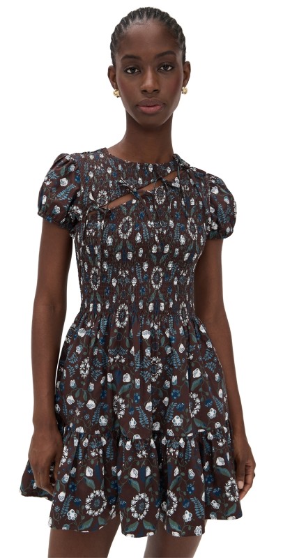 Hill House Home The Gia Mini Nap Dress Swedish Floral/Chocolate