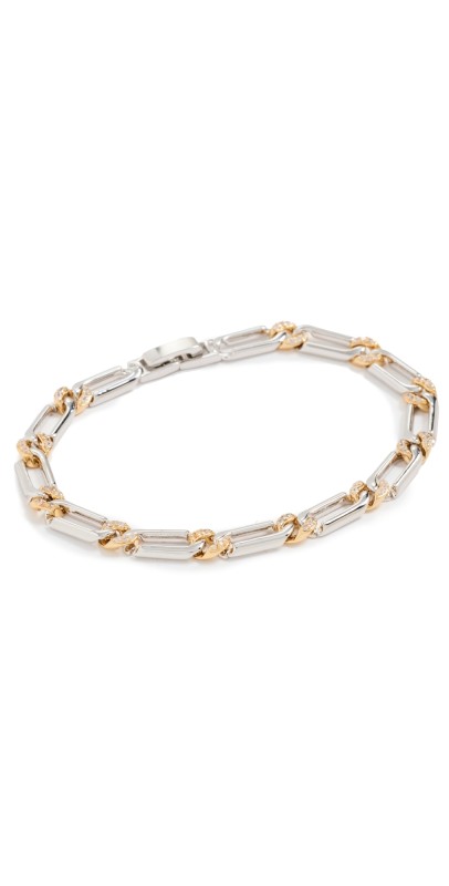 Luv Aj The Two-Tone Pave Link Bracelet Silver