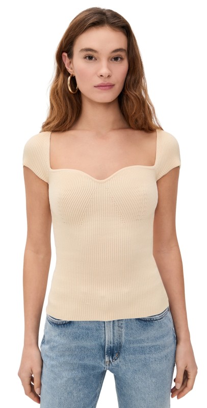 DL1961 Instasculpt Fine Knit Heart Top Ivory