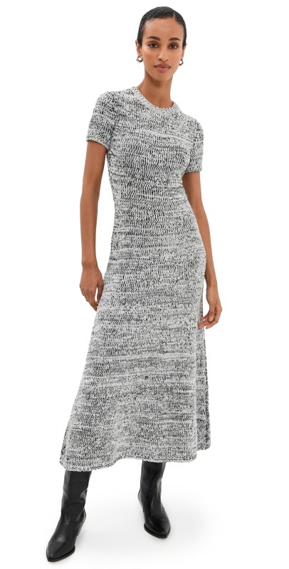 Proenza Schouler White Label Mel Dress in Marled Cotton Bone/Black Melange