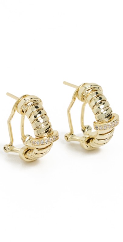 By Adina Eden Pave Accented Wide Open Hoop Earrings Gold