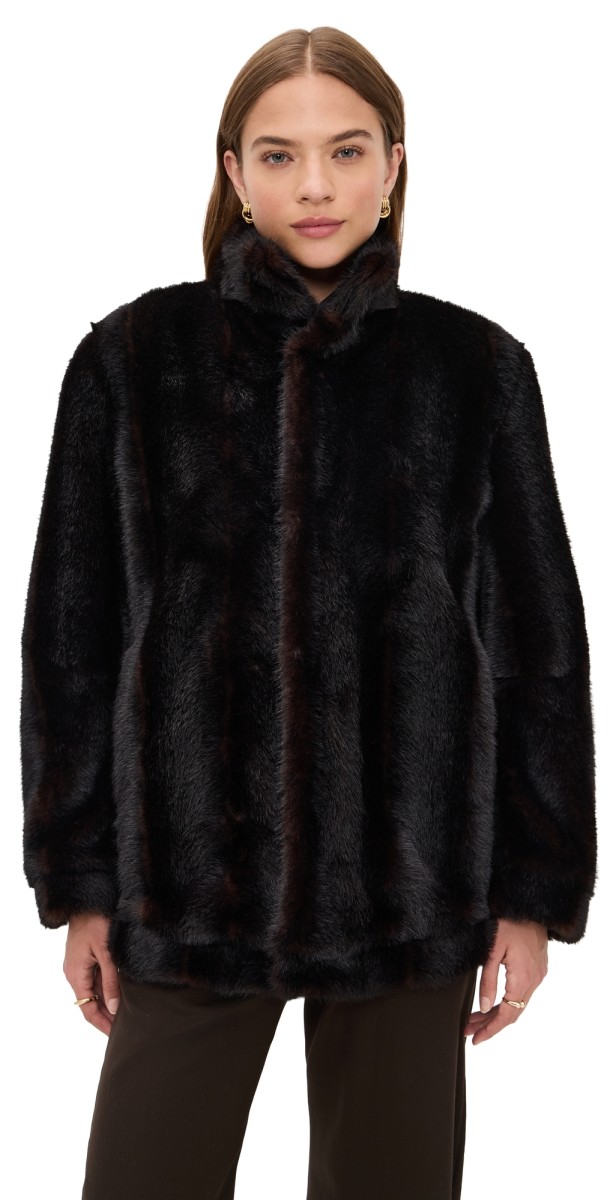 MM6 Maison Margiela Faux Fur Sports Jacket Brown