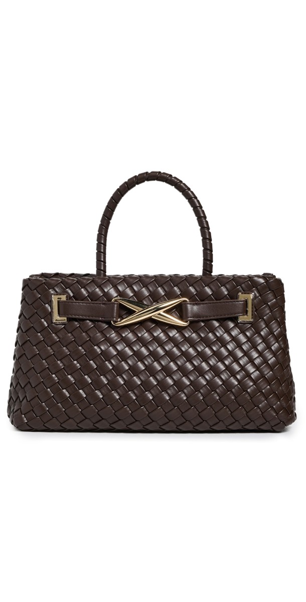 JW PEI Elora Woven Tote Bag Dark Brow