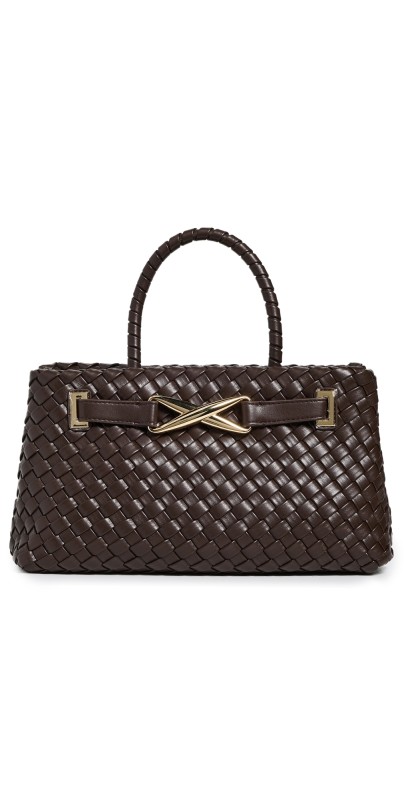 JW PEI Elora Woven Tote Bag Dark Brow