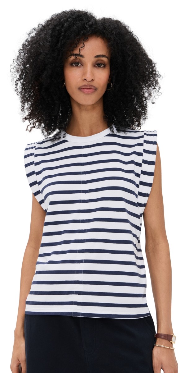 Sold Out NYC The Gimme That Shoulder Tee Navy Stripe