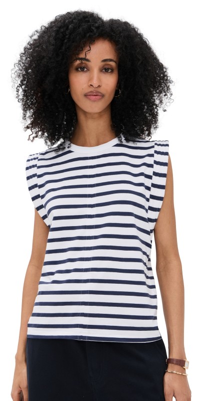 Sold Out NYC The Gimme That Shoulder Tee Navy Stripe