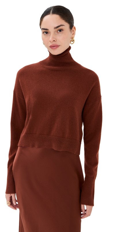 Sablyn Sable Turlteneck Cashmere Sweater Mahogany