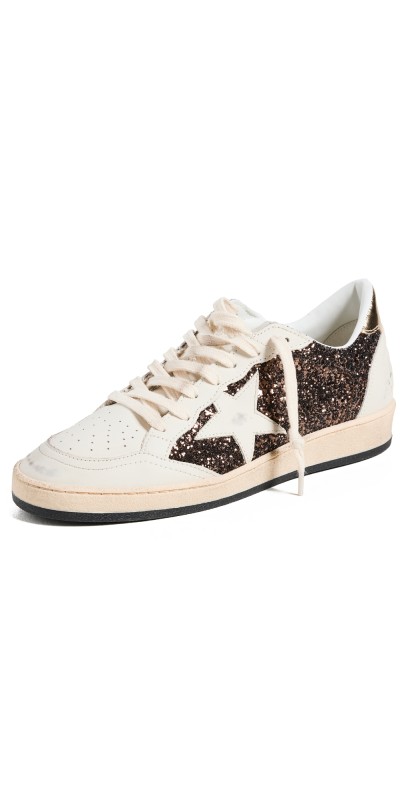 Golden Goose Ball Star Glitter Sneakers White/Brown/Gold